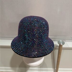 Elegant Blue Violet Rhinestone Bucket Hat
